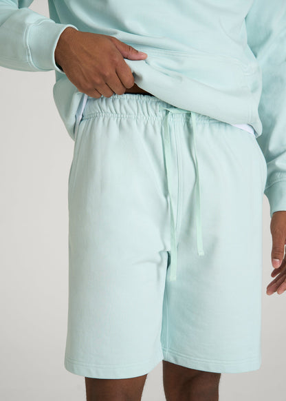 Everyday French Terry Shorts for Tall Men in Opal Blue