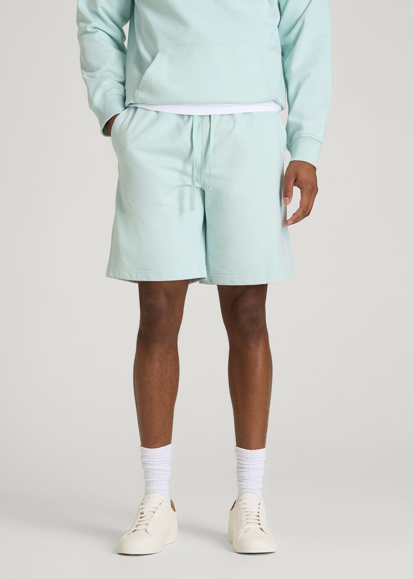 Everyday French Terry Shorts for Tall Men in Opal Blue