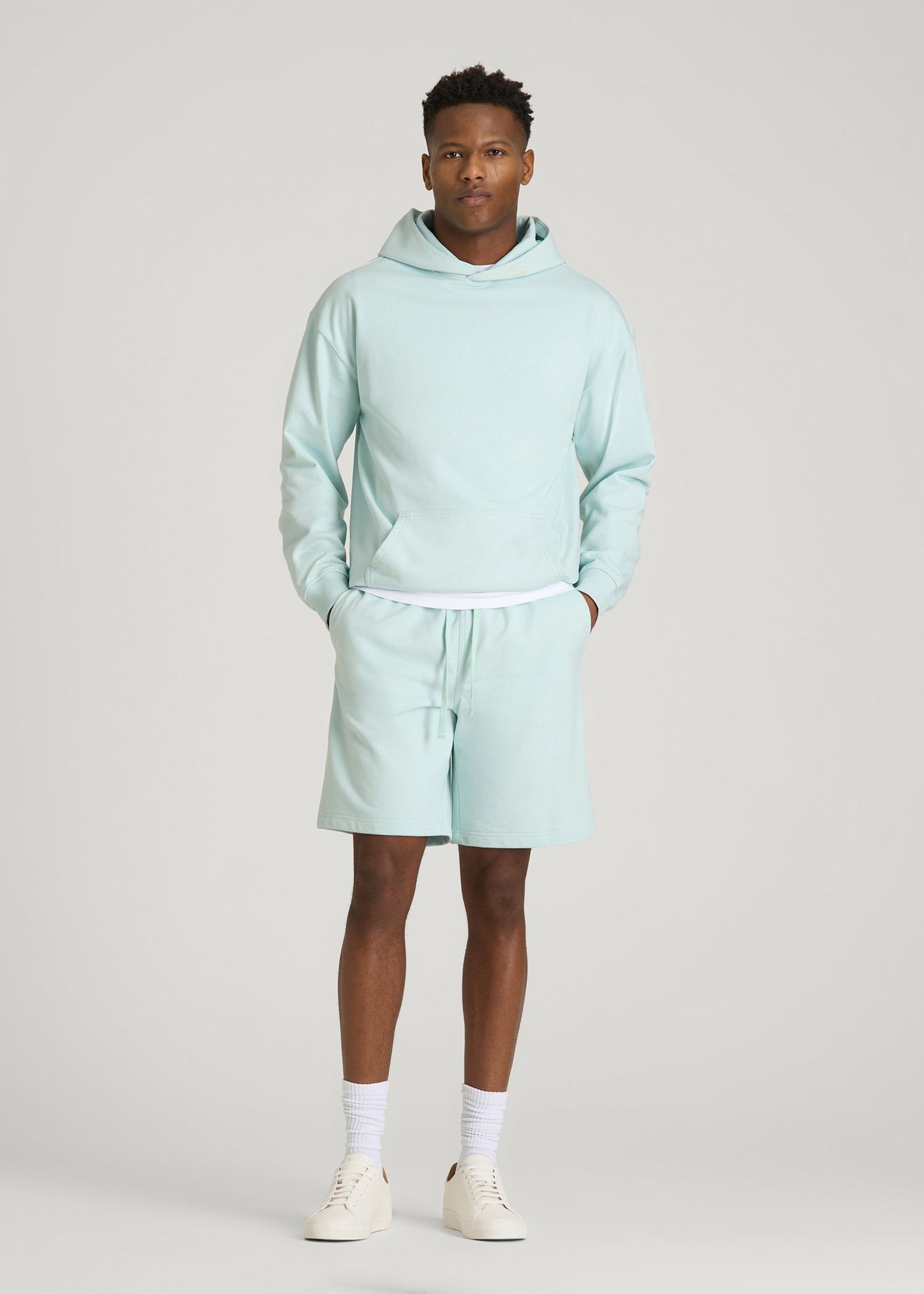 Everyday French Terry Shorts for Tall Men in Opal Blue