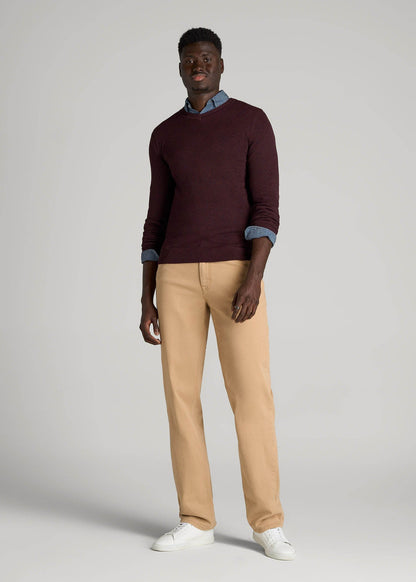 Everyday V-Neck Sweater for Tall Men in Burgundy Mix