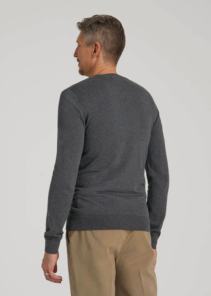 Everyday V-Neck Sweater for Tall Men in Charcoal Mix