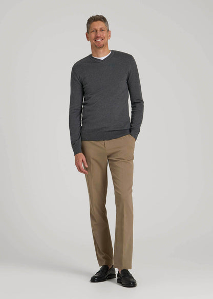 Everyday V-Neck Sweater for Tall Men in Charcoal Mix