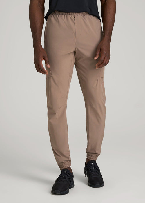 Featherweight Cargo Training Jogger for Tall Men in Dark Sand