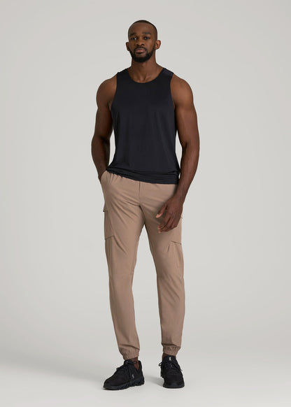 Featherweight Cargo Training Jogger for Tall Men in Dark Sand