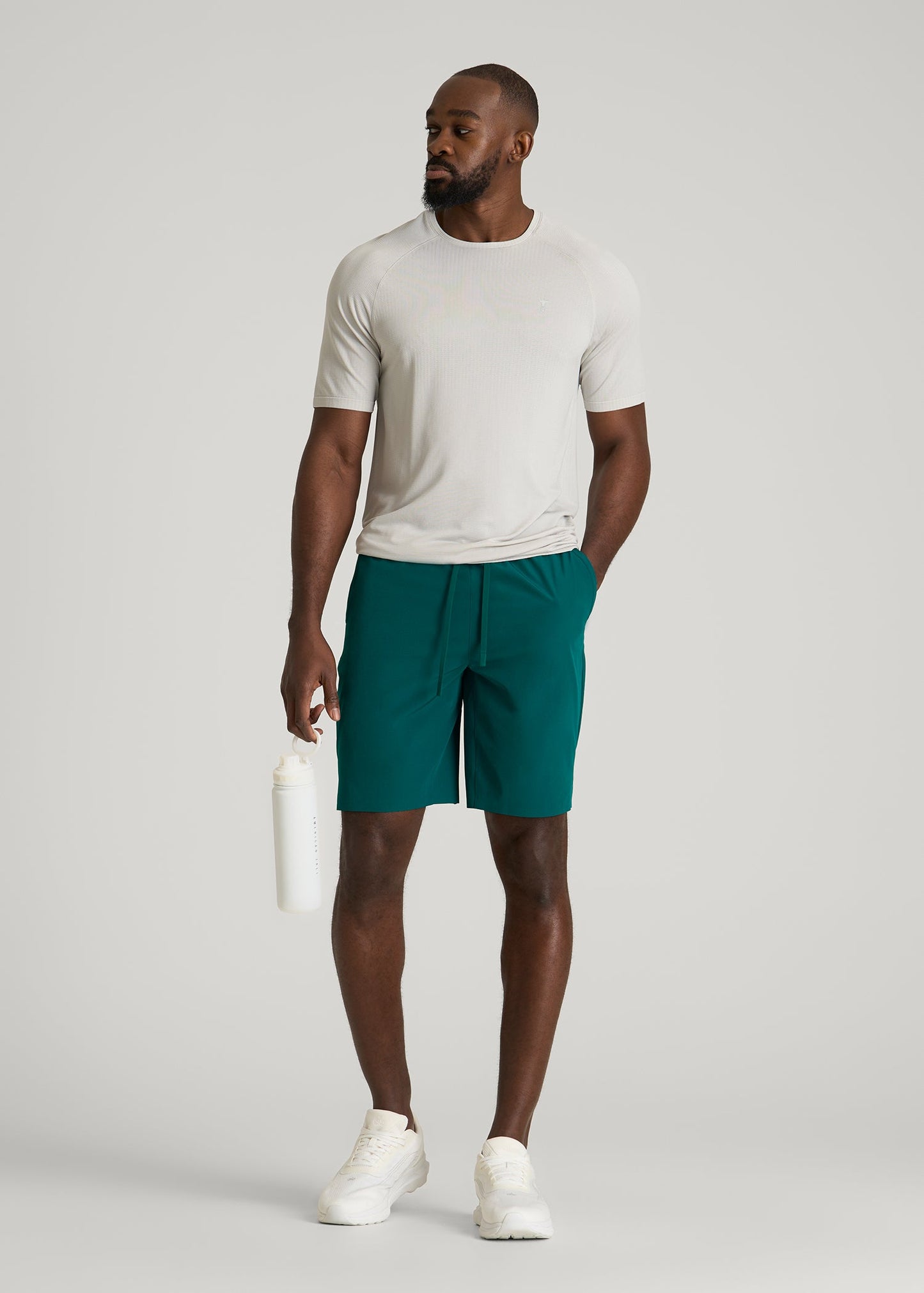 Featherweight Linerless Running Short for Tall Men in Deep Teal