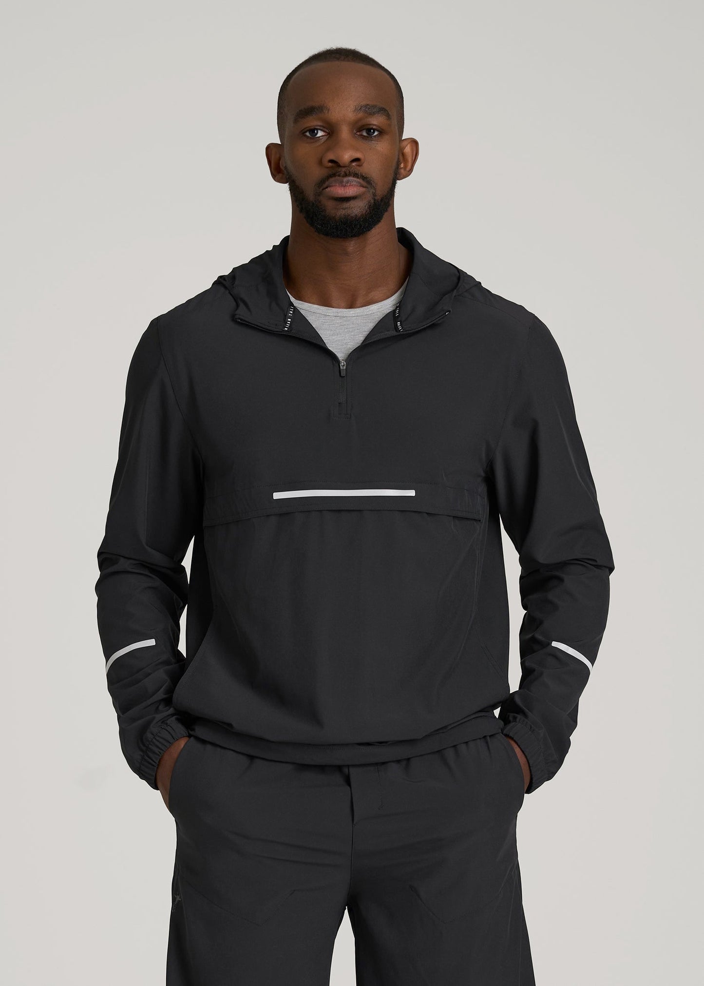 Featherweight Packable Anorak for Tall Men in Black