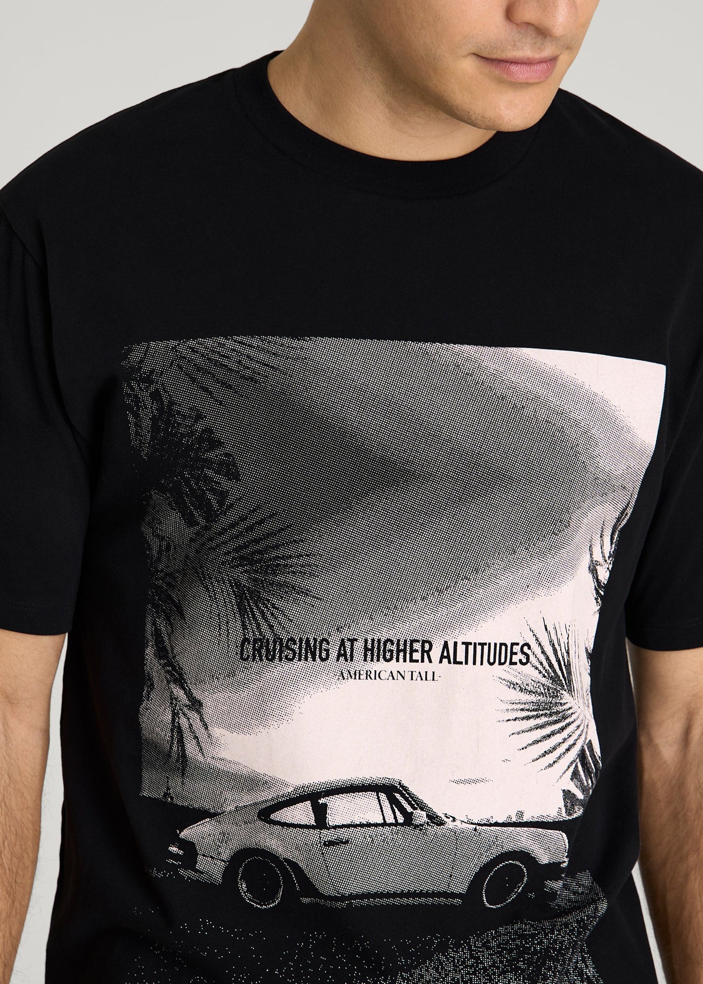 Auto Graphic Tee for Tall Men in Black