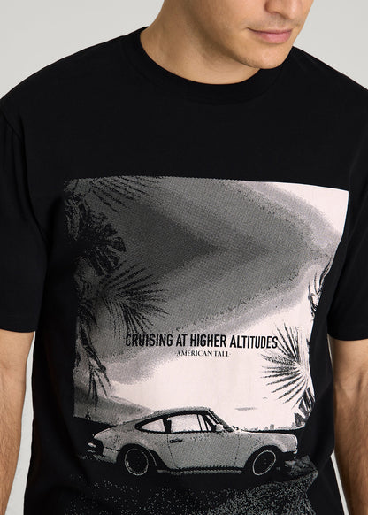 Auto Graphic Tee for Tall Men in Black
