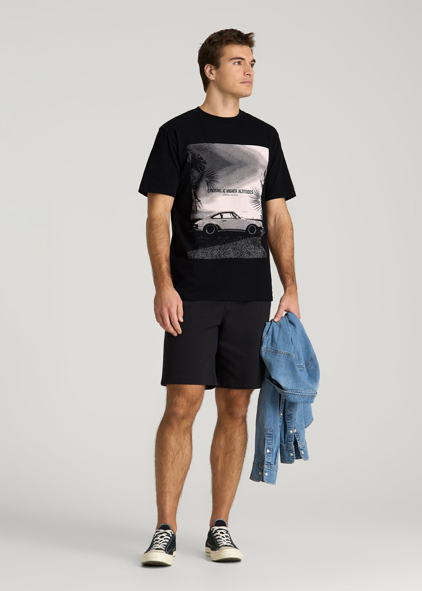 Auto Graphic Tee for Tall Men in Black