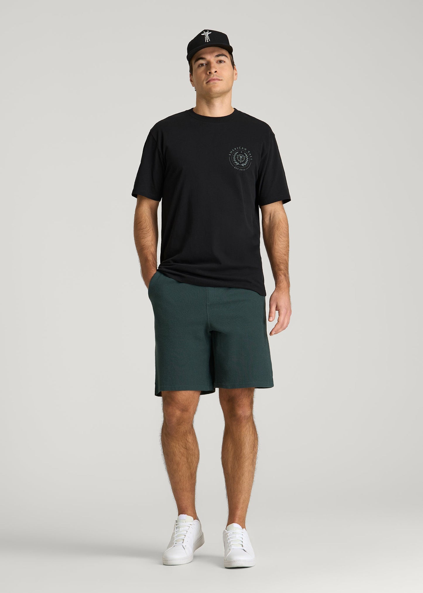 Crest Graphic Tee for Tall Men in Black