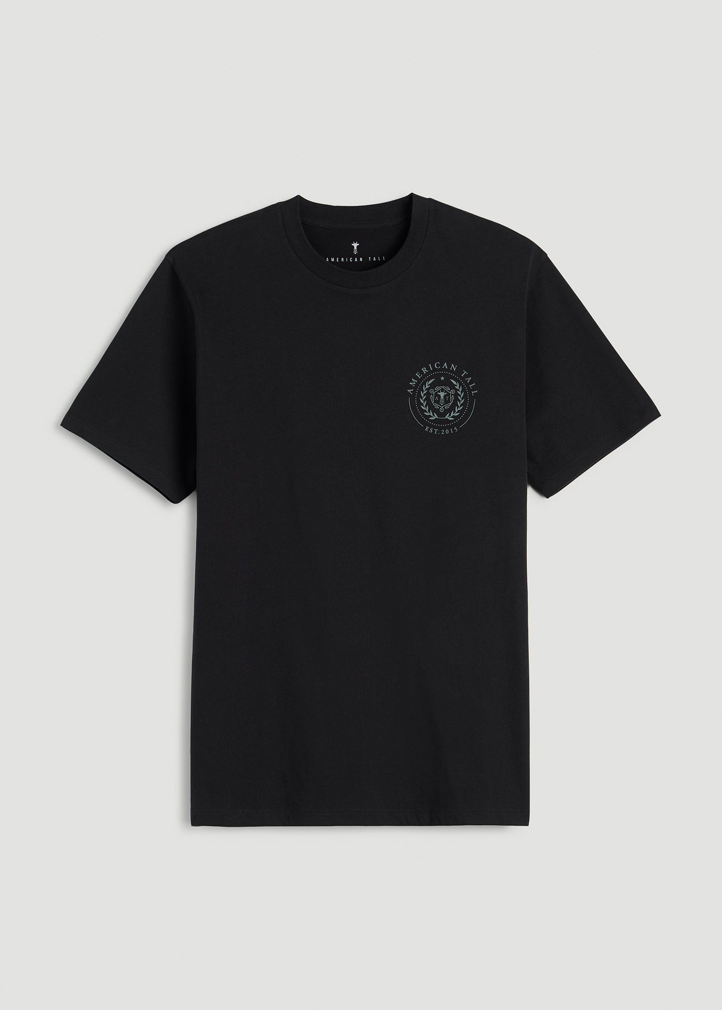 Crest Graphic Tee for Tall Men in Black