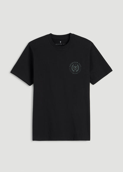Crest Graphic Tee for Tall Men in Black
