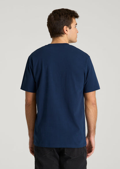 Crest Graphic Tee for Tall Men in Blue