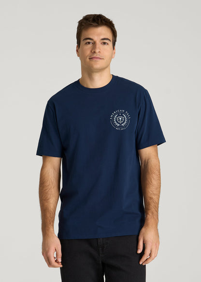 Crest Graphic Tee for Tall Men in Blue