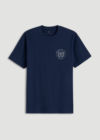 Crest Graphic Tee for Tall Men in Blue
