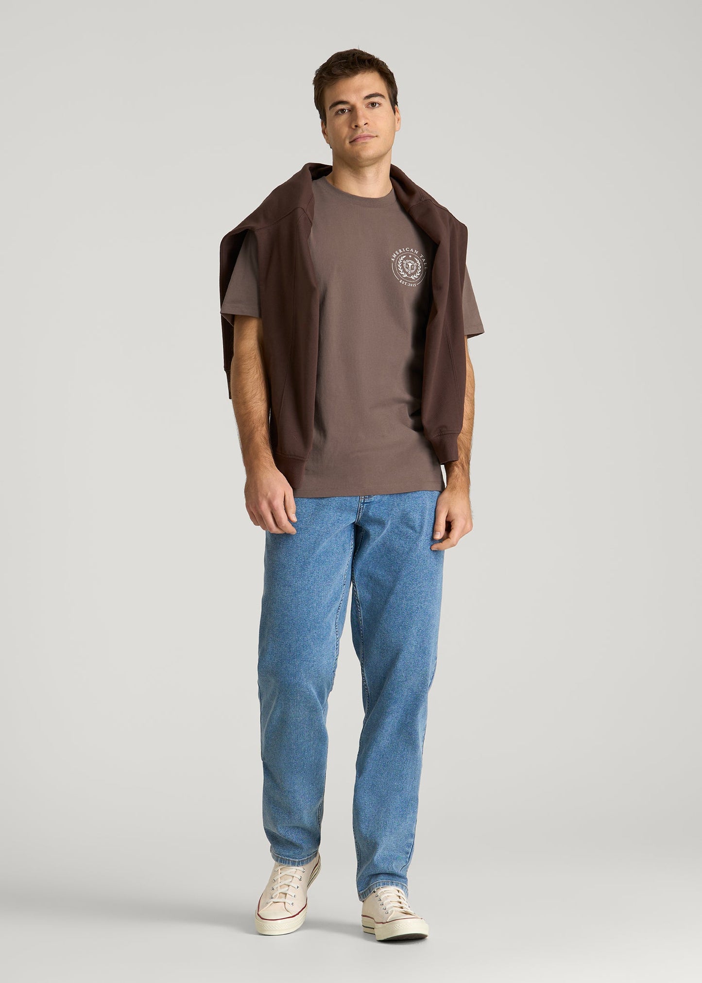 Crest Graphic Tee for Tall Men in Brown