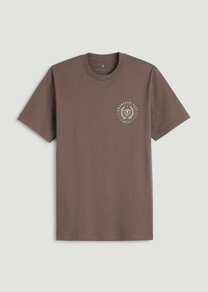 Crest Graphic Tee for Tall Men in Brown