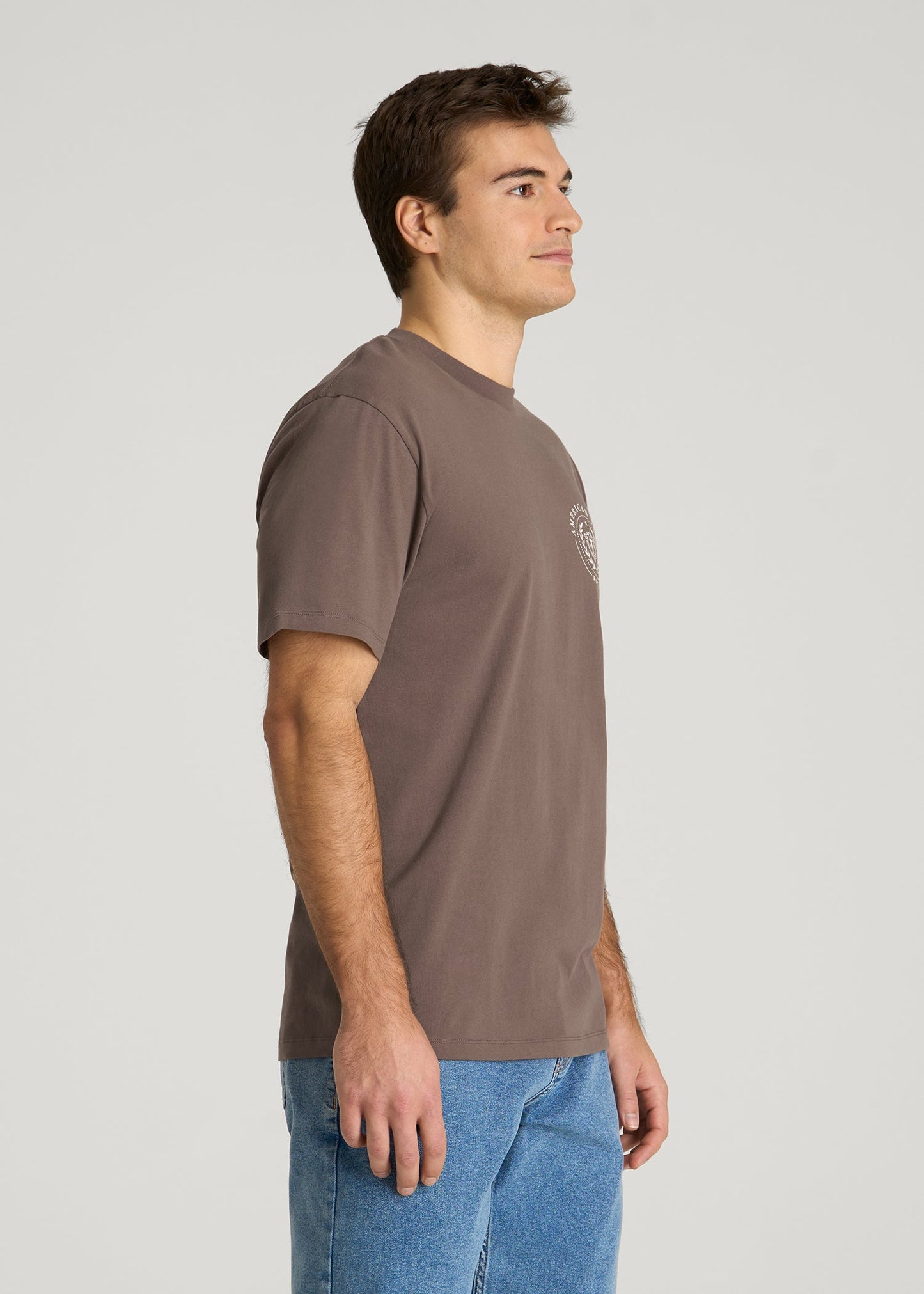 Crest Graphic Tee for Tall Men in Brown