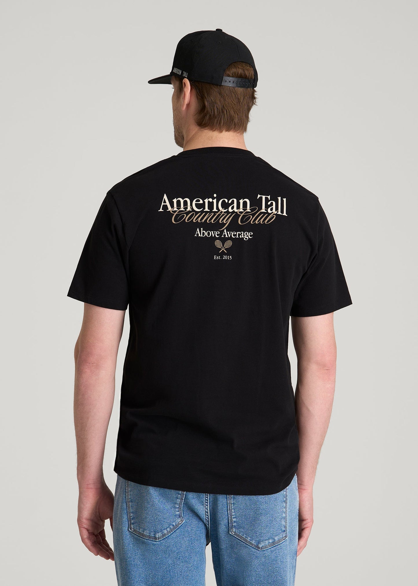 Country Club Graphic Tee for Tall Men in Black