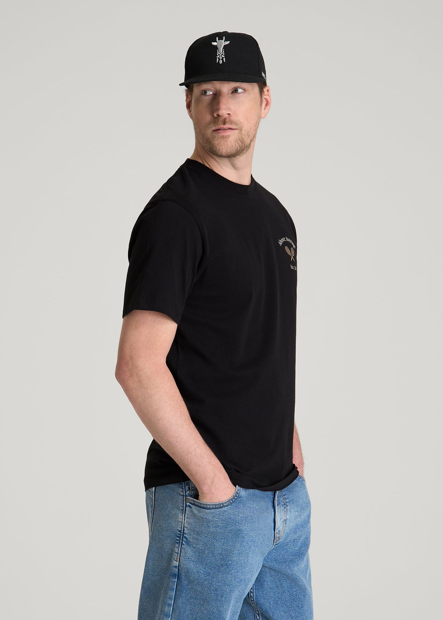 Country Club Graphic Tee for Tall Men in Black