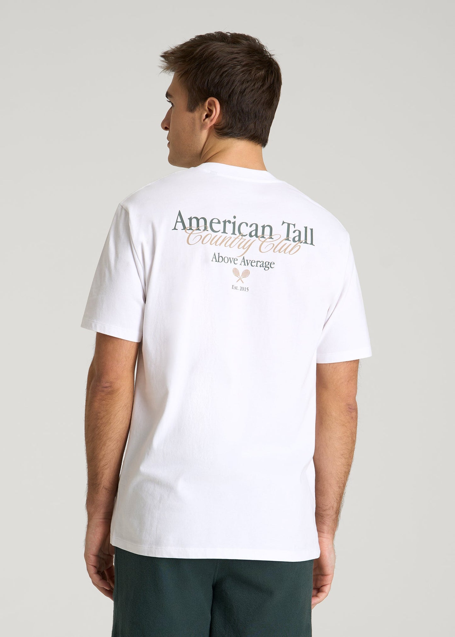 Country Club Graphic Tee for Tall Men in White