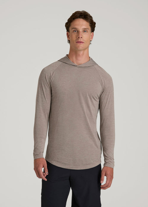 A.T. Performance Training Hoodie for Tall Men in Dark Sand Space Dye