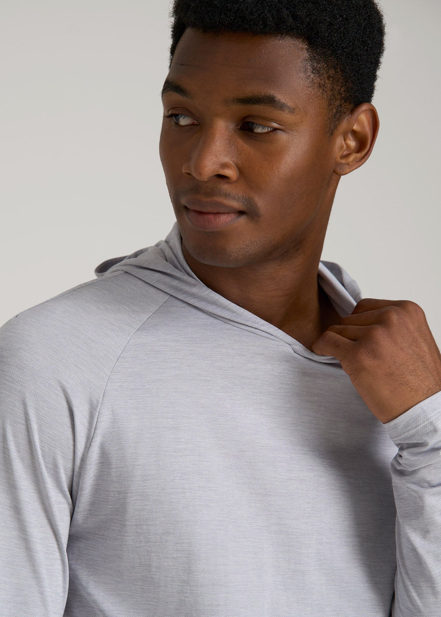 A.T. Performance Training Hoodie for Tall Men in Light Silver