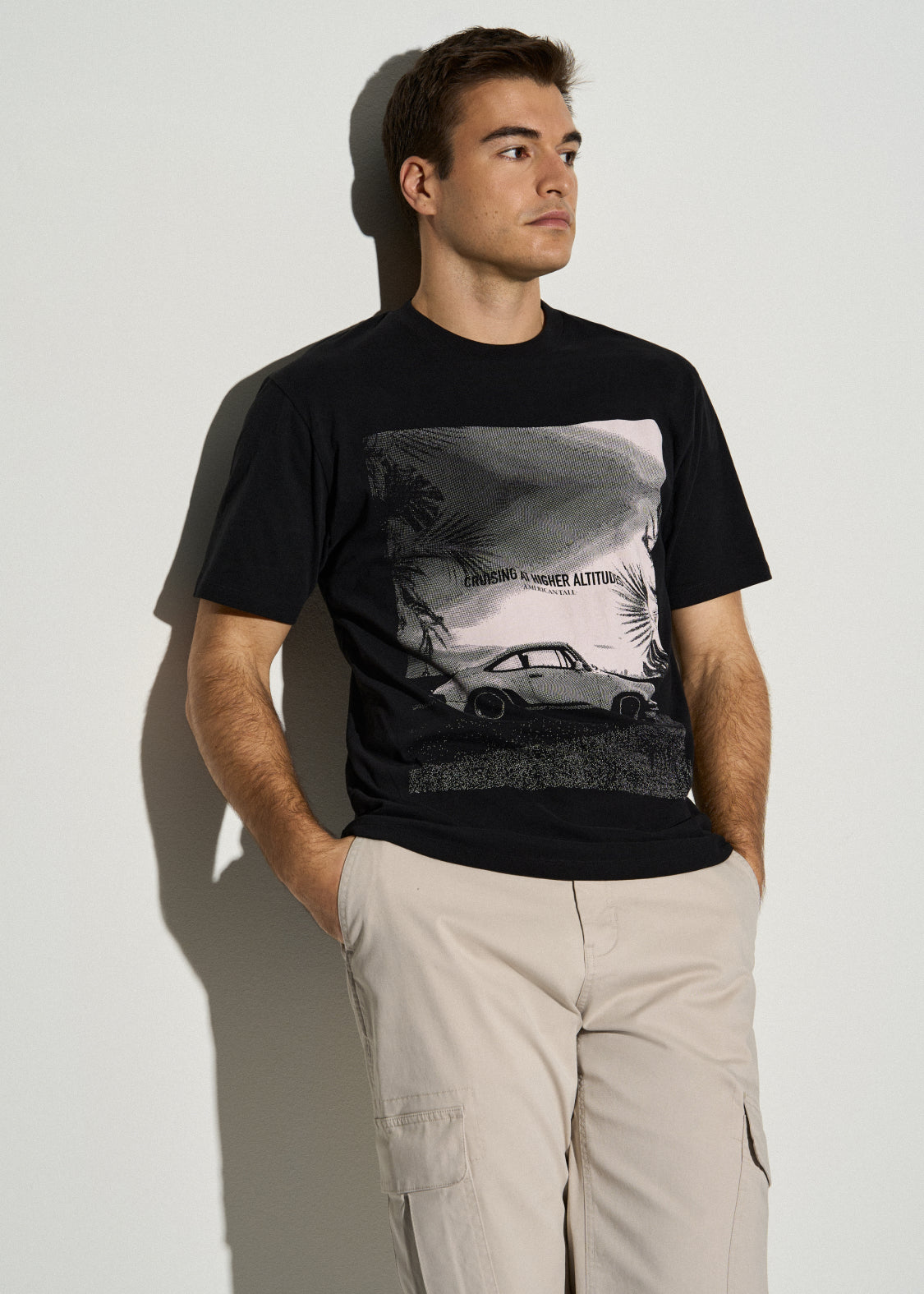 Auto Graphic Tee for Tall Men in Black