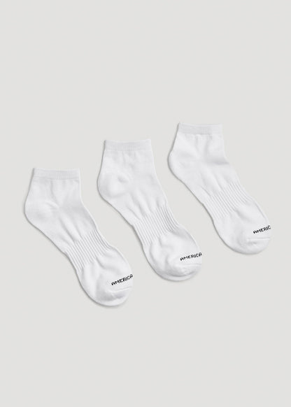 Athletic Low Ankle Socks (X-Large Size: 13-15) for Tall Men in White