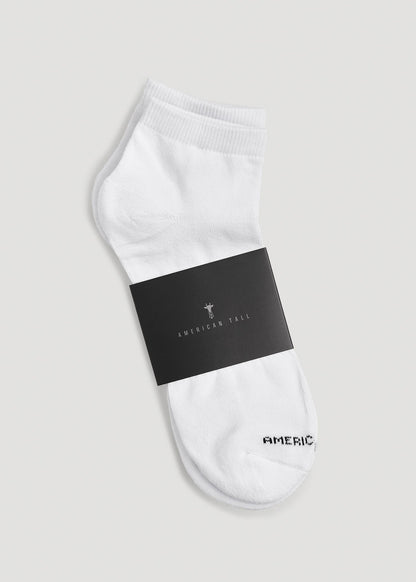 Athletic Low Ankle Socks (X-Large Size: 13-15) for Tall Men in White