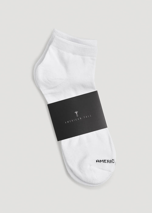 Athletic Low Ankle Socks (X-Large Size: 13-15) for Tall Men in White