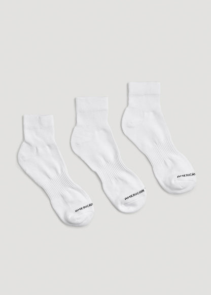 Athletic Mid Ankle Socks (X-Large Size: 14-17) for Tall Men in White