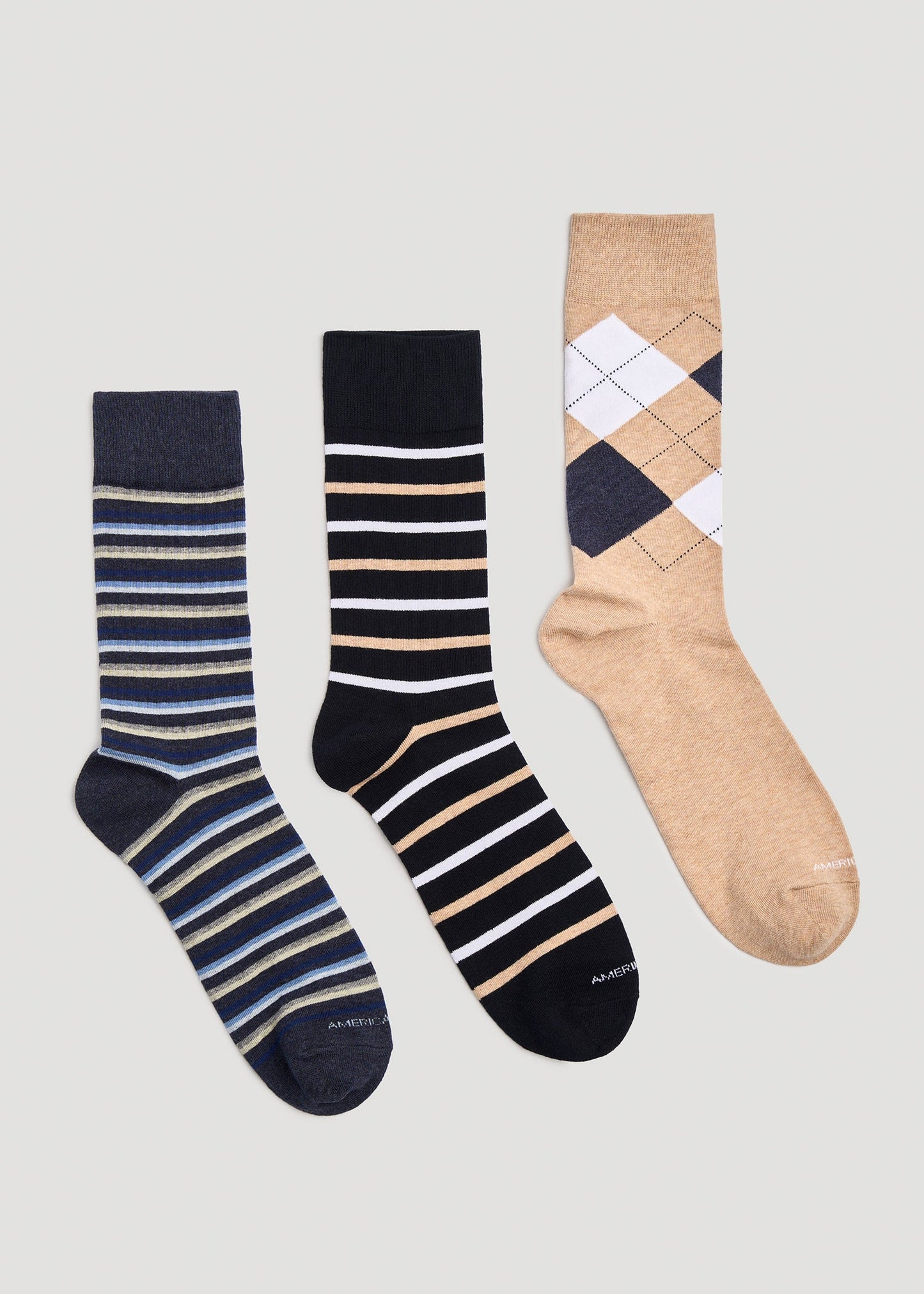 Dress Socks Size 14 to 17 (3-Pack) for Tall Men in Pack E