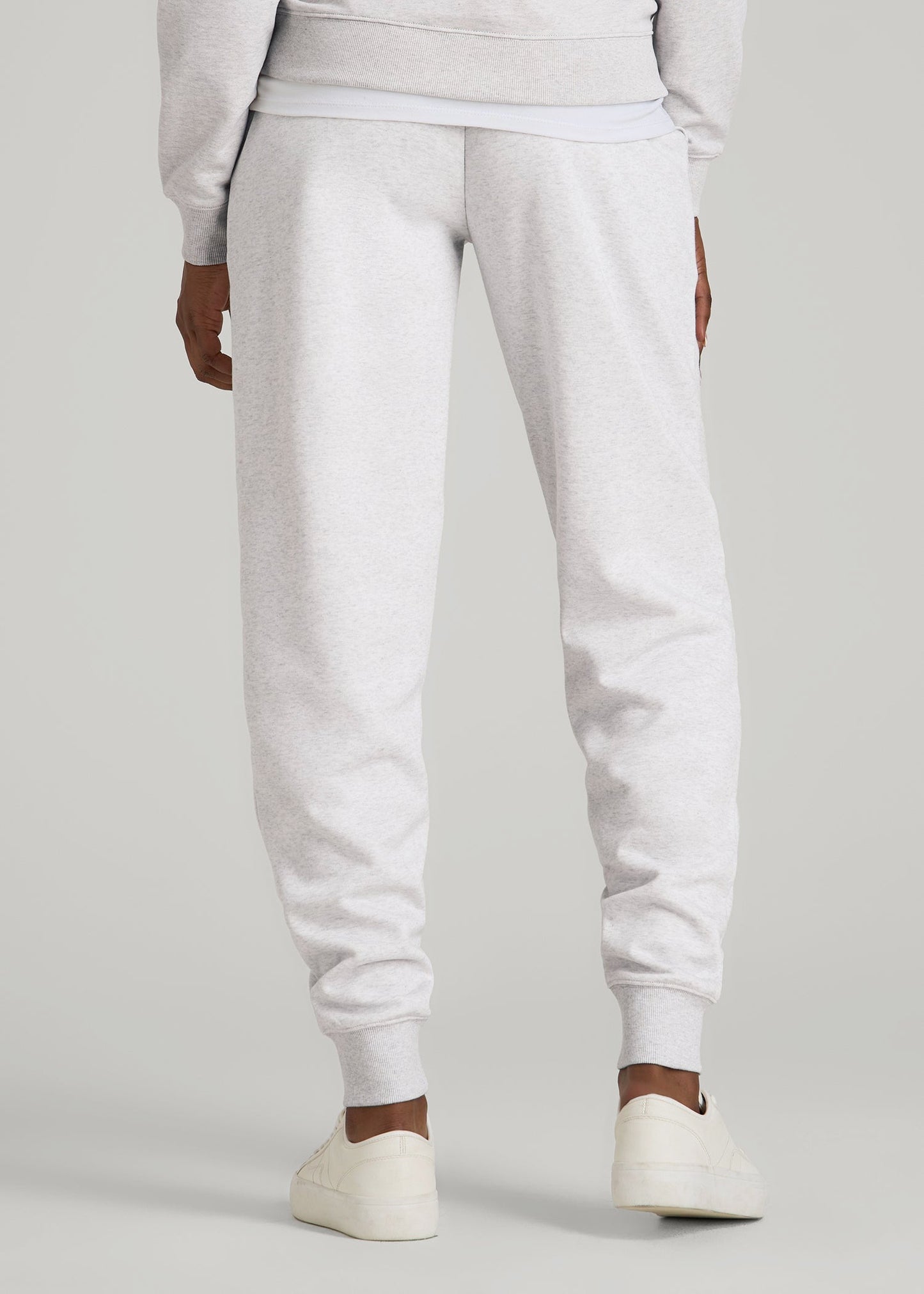 A.T. Basics Athletic Joggers for Tall Women in Heather Cloud White