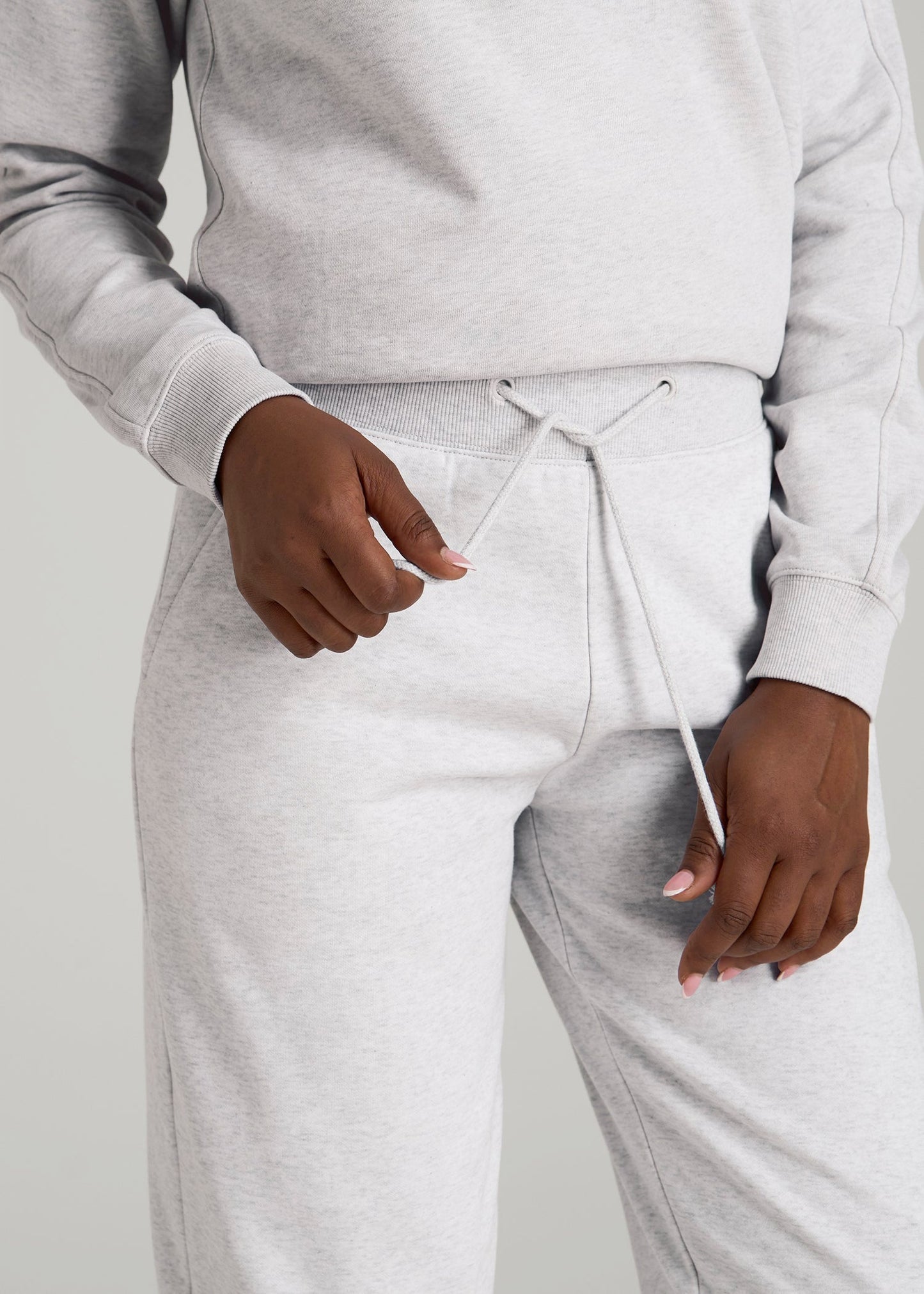 A.T. Basics Athletic Joggers for Tall Women in Heather Cloud White