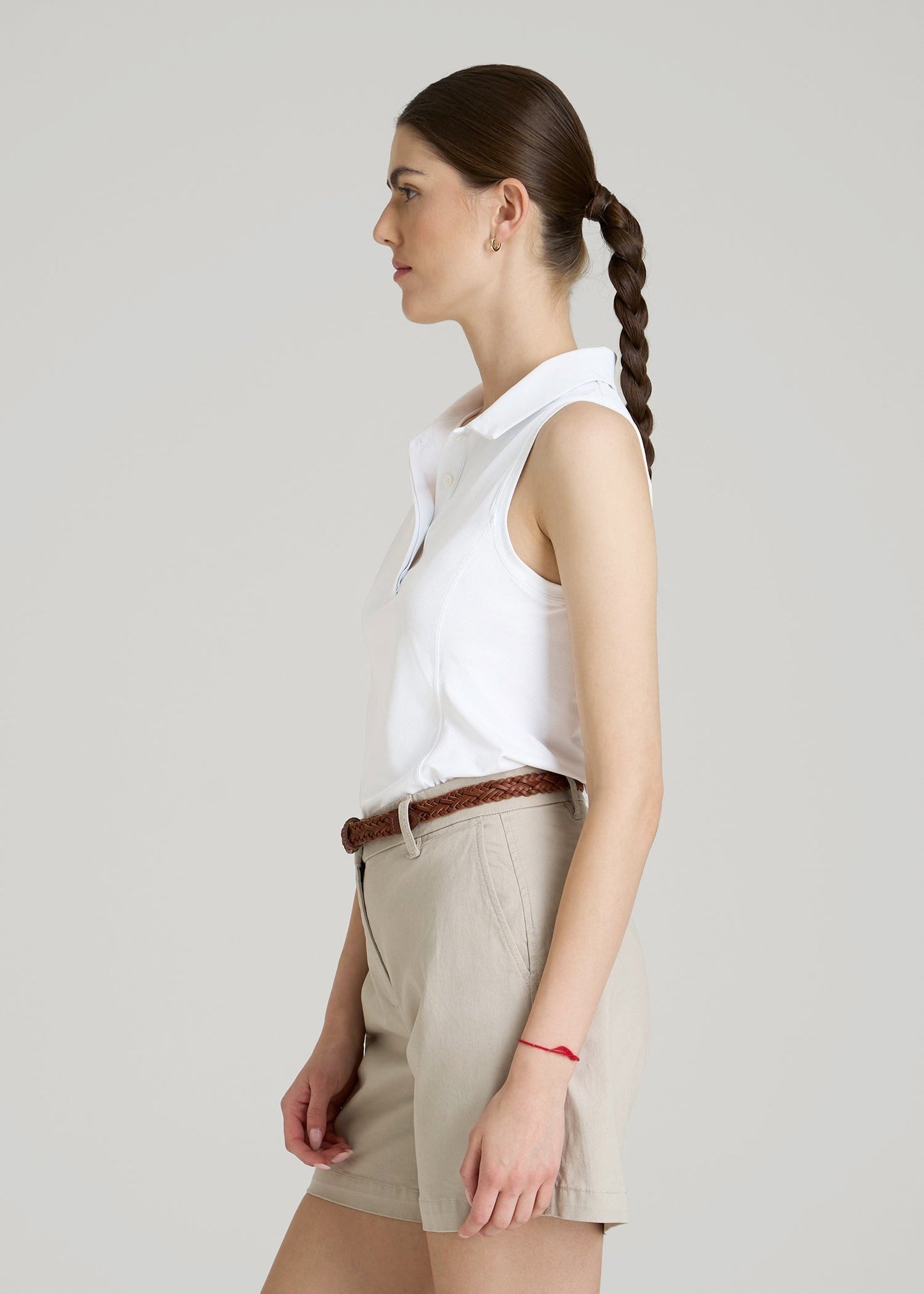 Active Sleeveless Polo Shirt for Tall Women in White