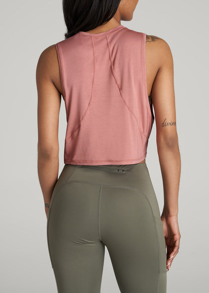 Athletic Cropped Muscle Tank Top for Tall Women in Clay Sunrise