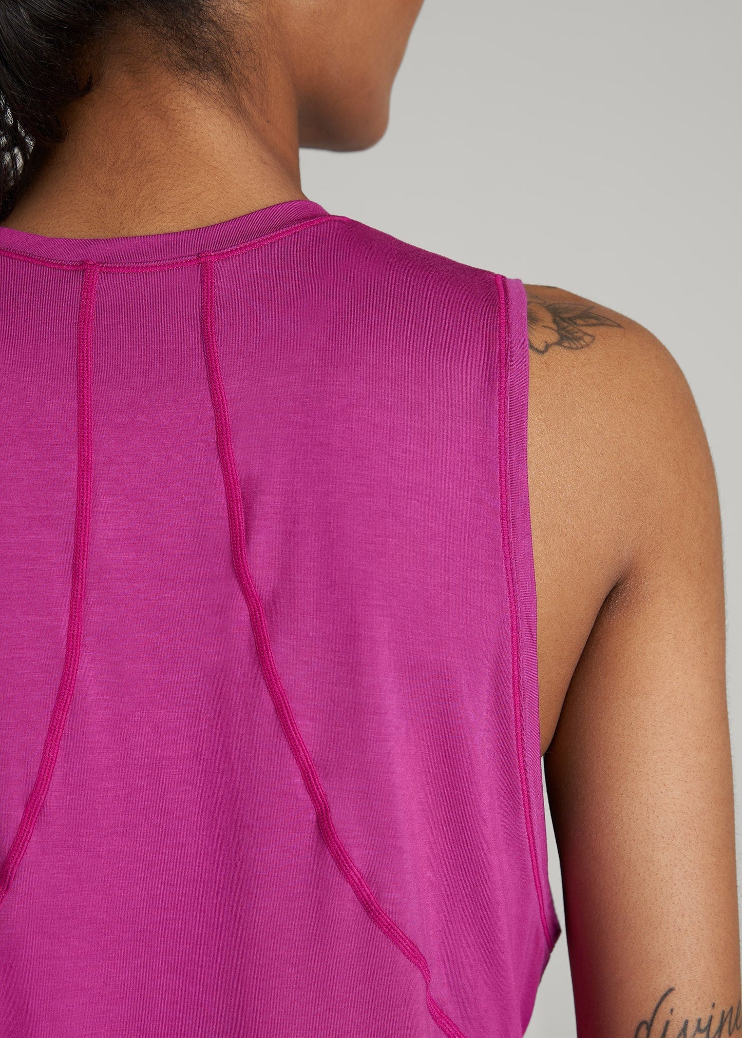 Athletic Cropped Muscle Tank Top for Tall Women in Pink Orchid