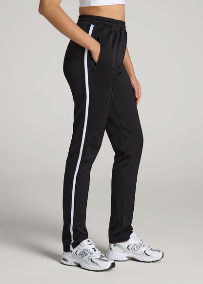 Athletic Stripe Pants for Tall Women in Black & White