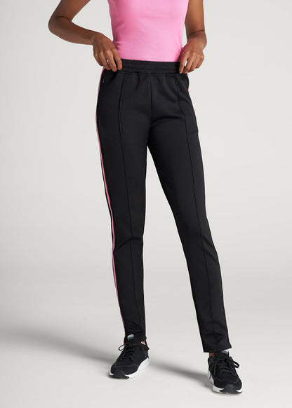 Athletic Stripe Pants for Tall Women in Black & Pink