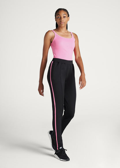 Athletic Stripe Pants for Tall Women in Black & Pink
