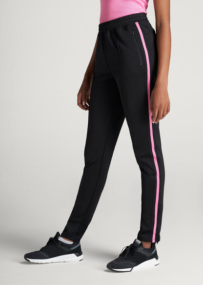 Athletic Stripe Pants for Tall Women in Black & Pink