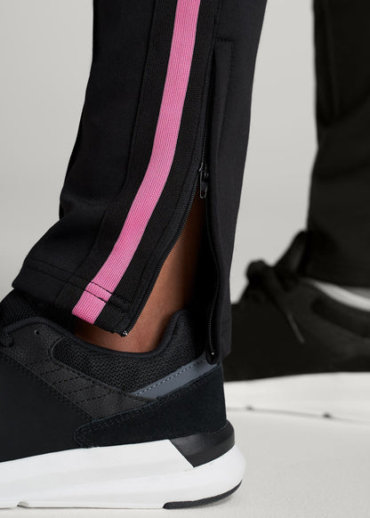 Athletic Stripe Pants for Tall Women in Black & Pink