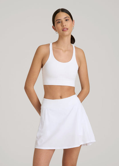 Balance Crisscross Sports Bra for Tall Women in Bright White