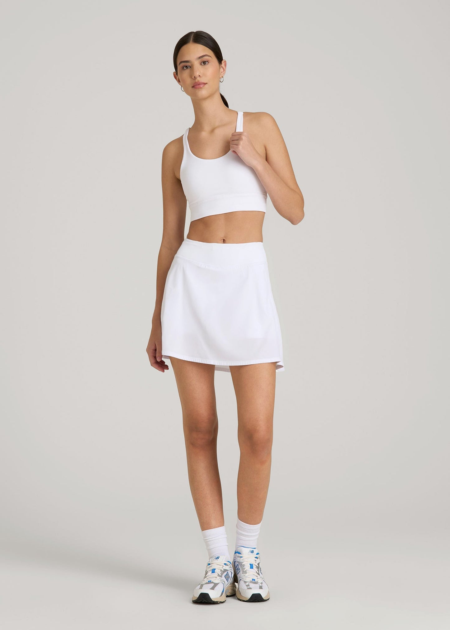 Balance Crisscross Sports Bra for Tall Women in Bright White
