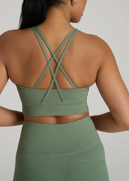 Balance Crisscross Sports Bra for Tall Women in Dark Seagrass