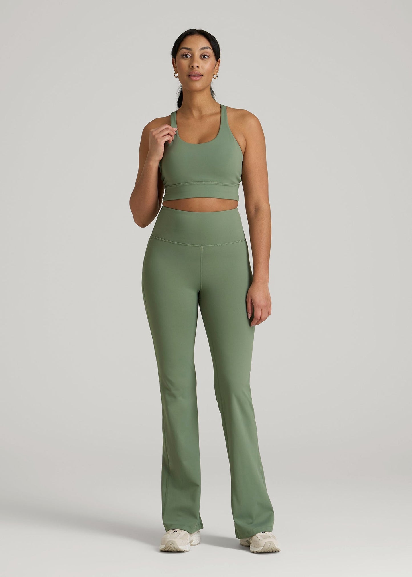 Balance Crisscross Sports Bra for Tall Women in Dark Seagrass