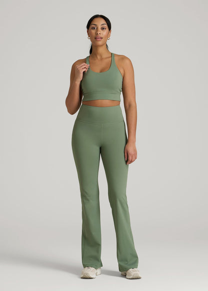Balance Crisscross Sports Bra for Tall Women in Dark Seagrass