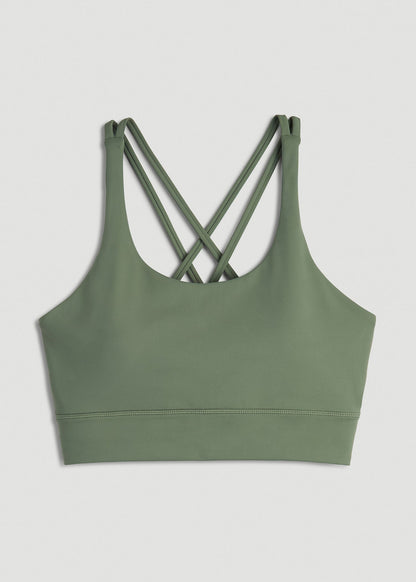 Balance Crisscross Sports Bra for Tall Women in Dark Seagrass