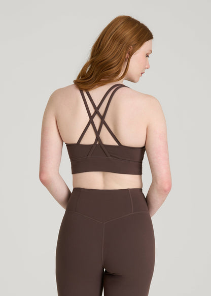 Balance Crisscross Sports Bra for Tall Women in Espresso